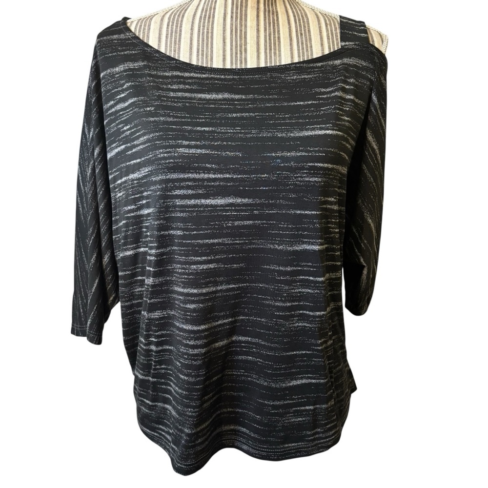 Sunday in Brooklyn Top Small Black Gray 3/4 Sleeve Shoulder Strap Modal Stretch